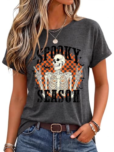 Womens Fall Tops Halloween Shirts Pumpkin Autumn Thanksgiving Graphic Tees