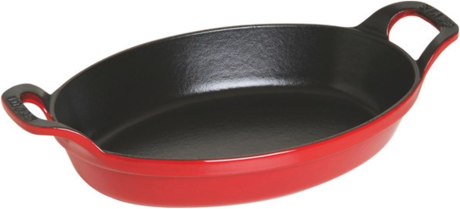 staub Dish 40509-342 Oval Stackable Dish, Black, 12.6 inches (32 cm), Enamel, Iron
