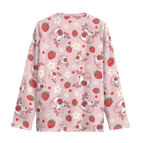 Image of Girls Cartoon Print Long Sleeve Graphic Tee Casual Crew Neck T-Shirts for 3-16 Years Little Girls