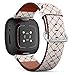CJBROES Replacement Leather Watch Band, Compatible with Fitbit Versa 3 and Fitbit Sense of Wristband Bracelet Accessory - Geometric Crosses