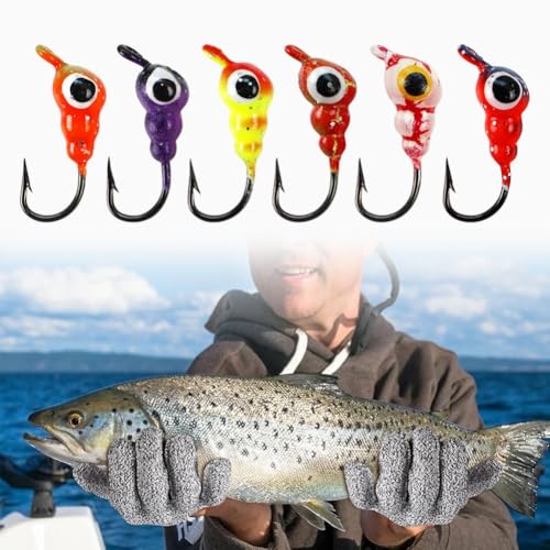 URPIZY Ants Shaped Jig Head Hook Lot de 18 leurres coulants en acier au carbone avec yeux 3D et couleurs vives pour pêche au panmar et brochet 17 mm