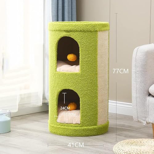 Wrobelax Two-Layer Cattery with Cashmere Fabric and Sisal Scratch Pad, Tree Stump Cat Tower with Extra Large Space and Soft Inner Pad - Image 6
