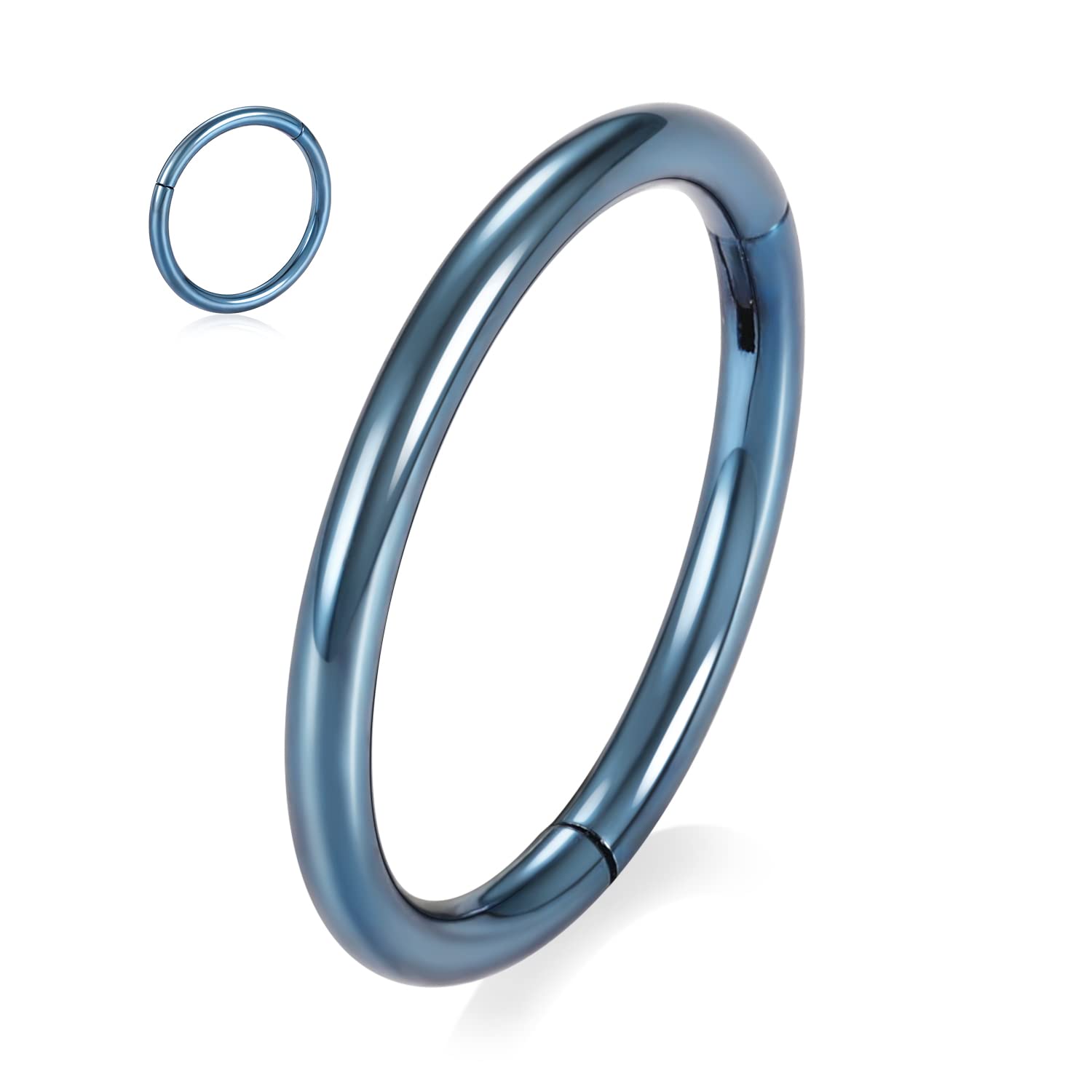 hengkaixuan 316L Surgical Steel Nose Hoop Ring Hinged Segment Clicker Ring Cartilage Helix Lip Tragus Conch Piercing Jewellery Sleeper Earrings Septum Lobe Hoop Earring for Women — view 17