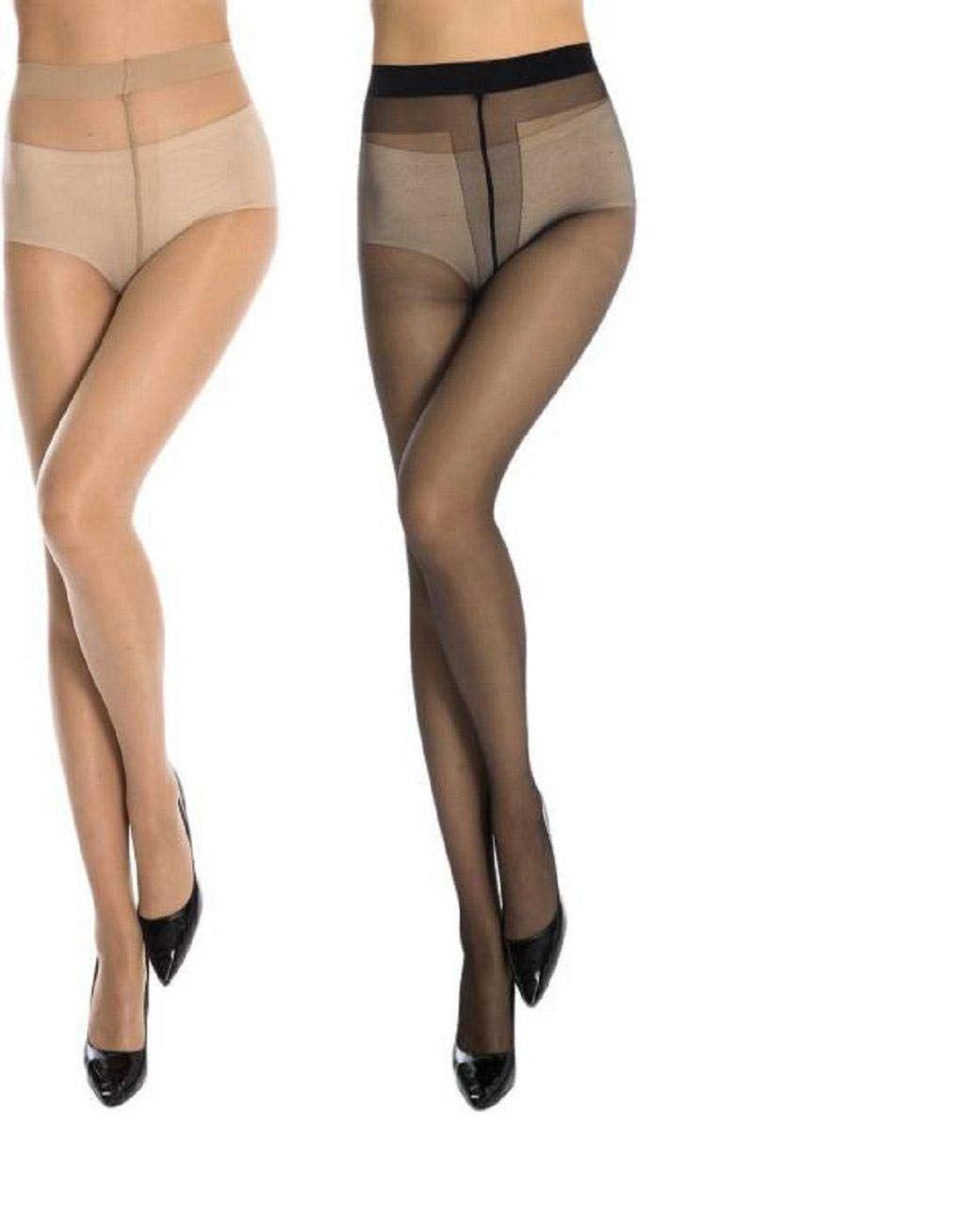 Stretchable High Waist Full Length Transparent Pantyhose Stockings for Women and Girls, Combo Black and Skin ; Free Size
