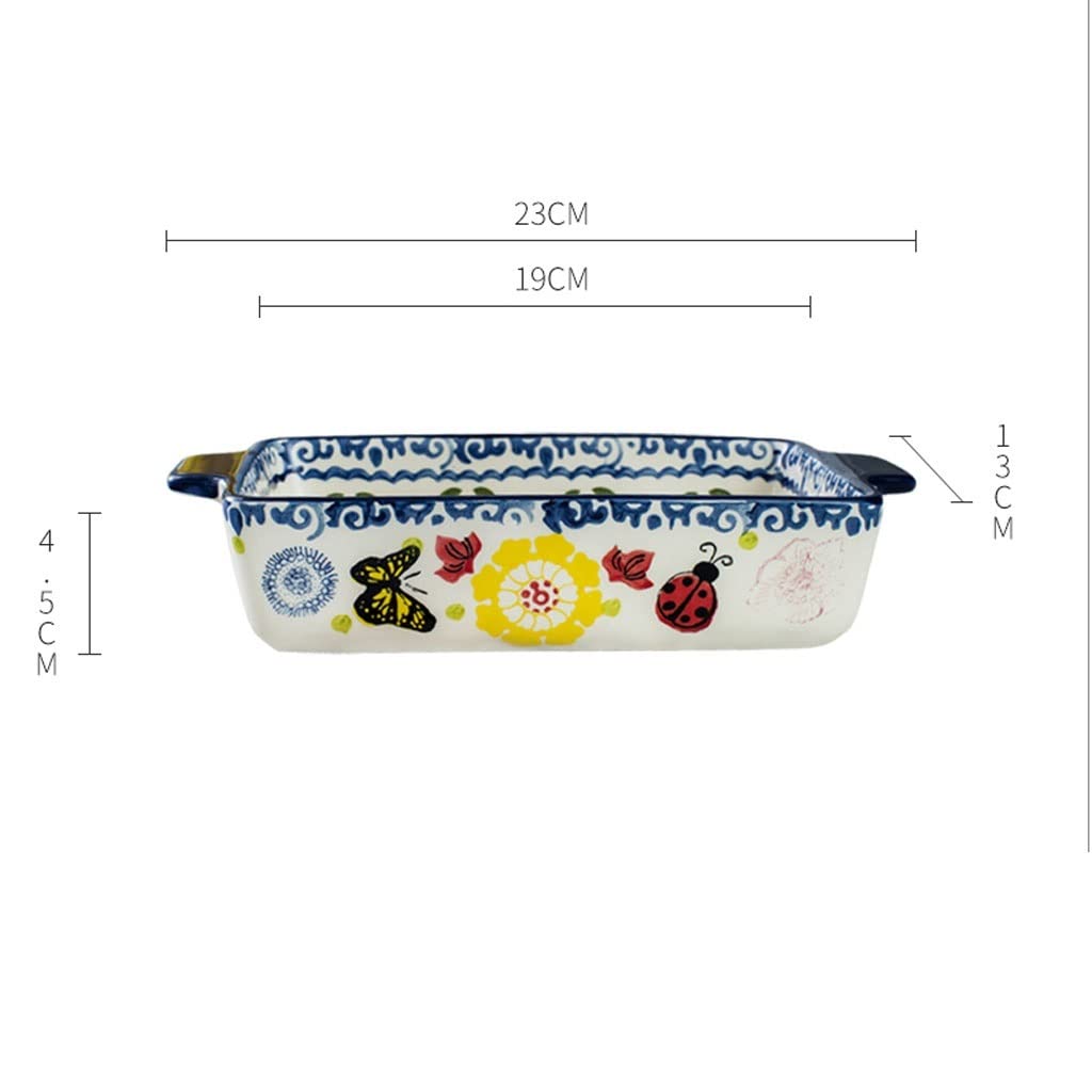 Bandeja para hornear antiadherente Pan horneado Caneo Cerámica rectangular Hornear Casserole Platos Cerámica for hornear plato con plato de doble mango for hornear Molde para pasteles antiadherente