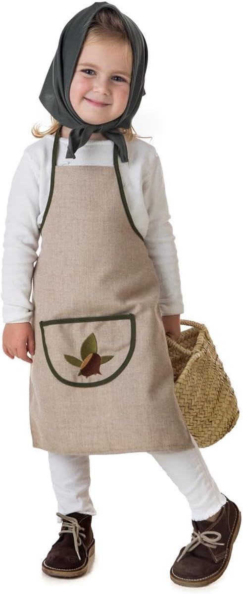 Beige Chestnut Tree Costume with Chestnut Leaves for Baby and Girl (3-5 Years)