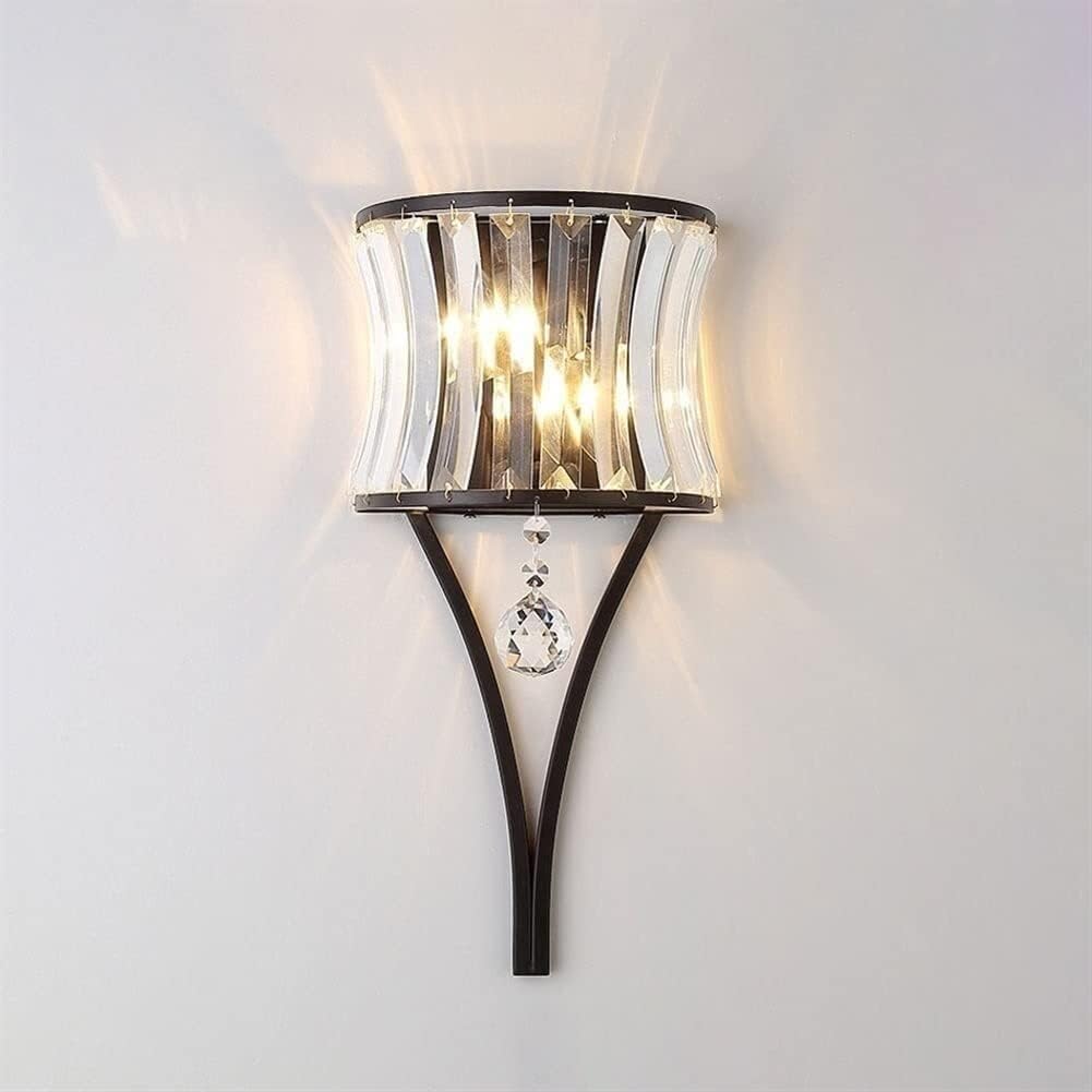 VDOQTLJT Indoor Metal Wall Light Crystal Geometric Sconce Mount Farmhouse Lighting Fixture E14 Headboard Lamps LED Chandelier Ceiling