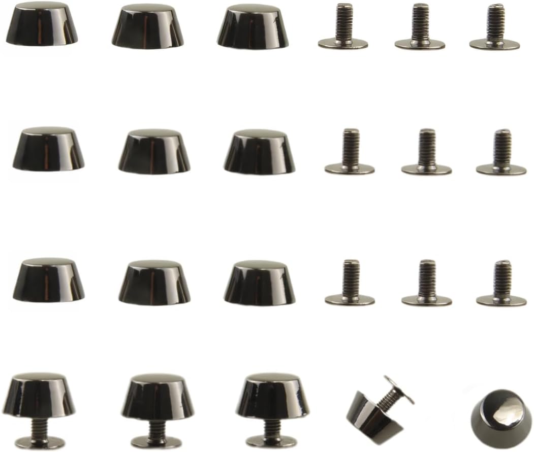 MAHAVIMOKSA 12Sets Flat Head Purse Feet Stud Spike Screw Back Purse Luggage Foot Nailhead Rivets for DIY Leather Craft (Rose Gold)