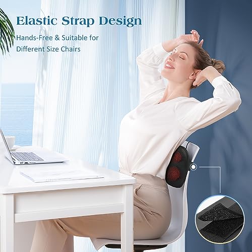 Cojín de Masaje Shiatsu Masajeador de Cuello, Hombros y Espalda, Función de Calefacción, Eléctrico Masajeador de Amasado de Tejido Giratorio 3D para Cintura, Hogar y Oficina - imagen 6