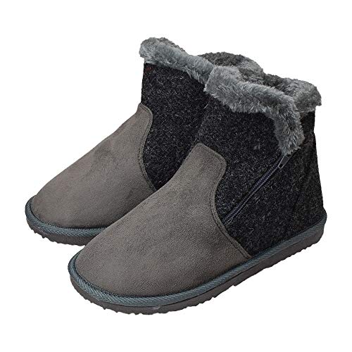 [ハリスツイード] レディース ムートンブーツ 32559 4.5cmヒール フェイクファー グレー S(22.5cm～23.0cm)