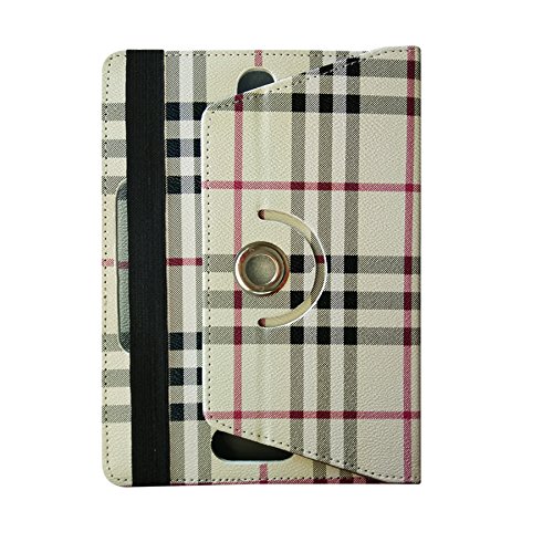 Image of Fastway Rotating Leather Flip Case Cover for Amazon Fire HD 8 Tablet (Cream)