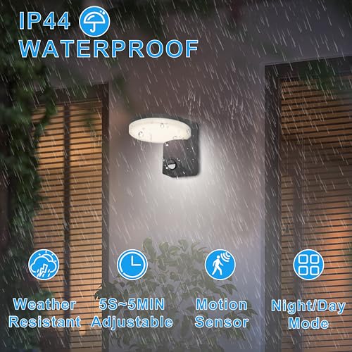 FLORNIA Outside Light with Motion Sensor Outdoor Wall Lighting Mains Powered PIR Aluminum External Weatherproof lamp for House 800LM 12W 4000K IP44 - Image 4