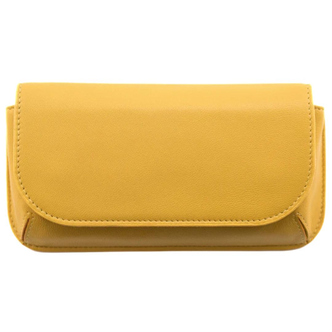 Mala Leather Unisex Black/Blue/Brown Large Structured Glasses / Sunglasses Case - Mustard