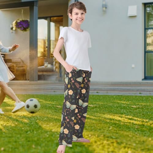 visesunny Boys' Pants Butterfly Flower Leavf Jogger Pants Elastic Waist Long Bottoms Trousers with Pockets4