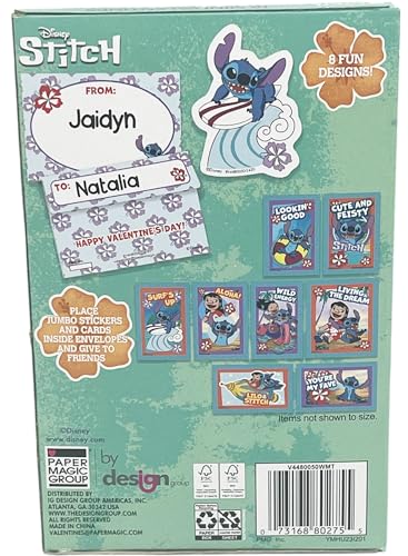 Urbanmarkethouse V479 Lilo & Stitch 16 Valentine Cards With Envelopes Charms Lollipops Minipops Candy thumb #2