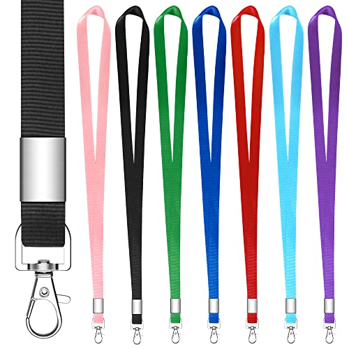 Lanyard Neck Strap, 7 Pcs Office Lanyard Badge Lanyards with for Holding a Name Badge, ID Card or Keys Red, Blue, Black, Sky Blue, Pink, Purple, Green