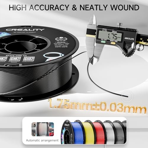 Official Creality PETG 3D Printer Filament 1.75mm 2KG (4.4lbs), High Precision, Strong Toughness, Odorless, Better Flow, Moistureproof 3D Printing CR PETG Filament, Black+Black - Image 3