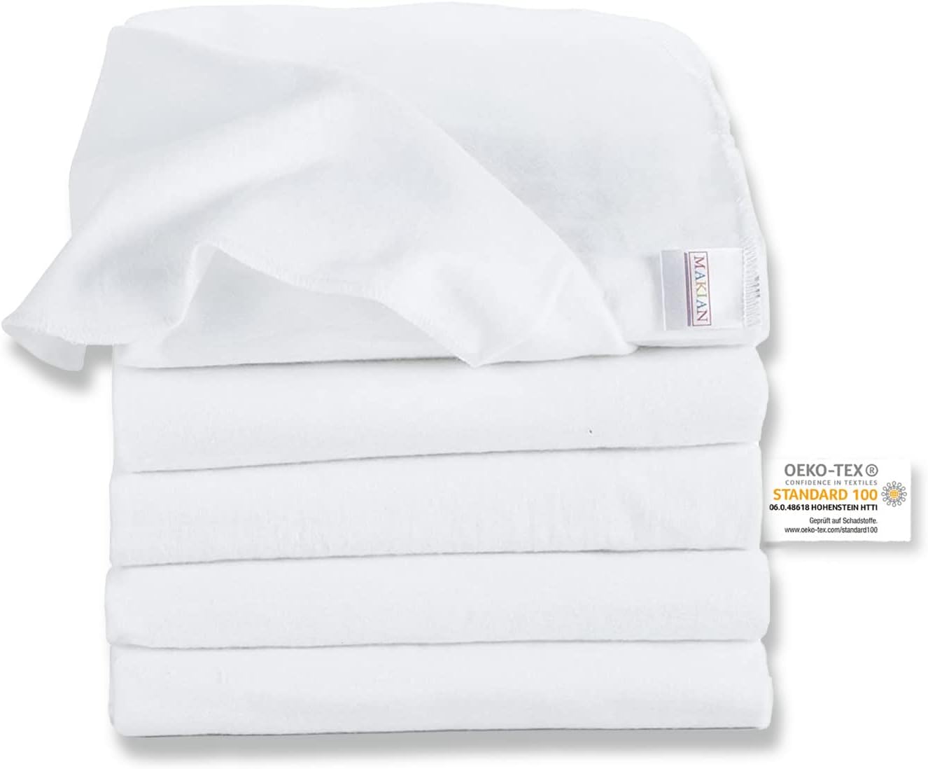 Molton Baby Cloths 5 Pack - Soft Cotton Baby Squares 80x80cm made of 100% Cotton - Washable at 95 °C - Burp Cloths, Flannel Cloths - Oeko-Tex Standard Tested - White