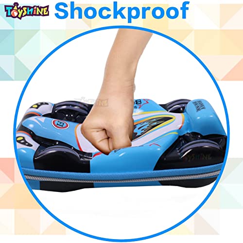 Image of Toyshine F1 Racer Hardtop Pencil Case with Compartments - Kids Large Capacity School Supply Organizer Students Stationery Box - Girls Boys Pen Pouch- M1- Blue