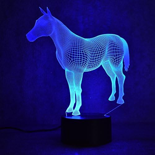 Miniatura 3 de Lámpara de noche 3D para caballo con 7 colores cambiantes, ideal como regalo de Navidad con base de plástico ABS y cable USB