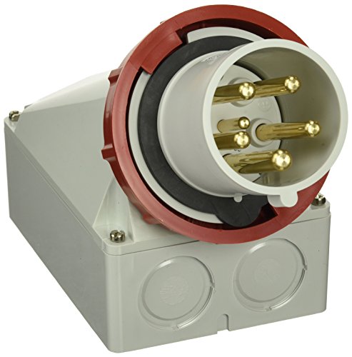 Mennekes 101200046 Clavijas Murales, Tomas de Corriente CEE, 400 V, 50-60 Hz., 63 A, 5 Polos, IP 67, Rojo