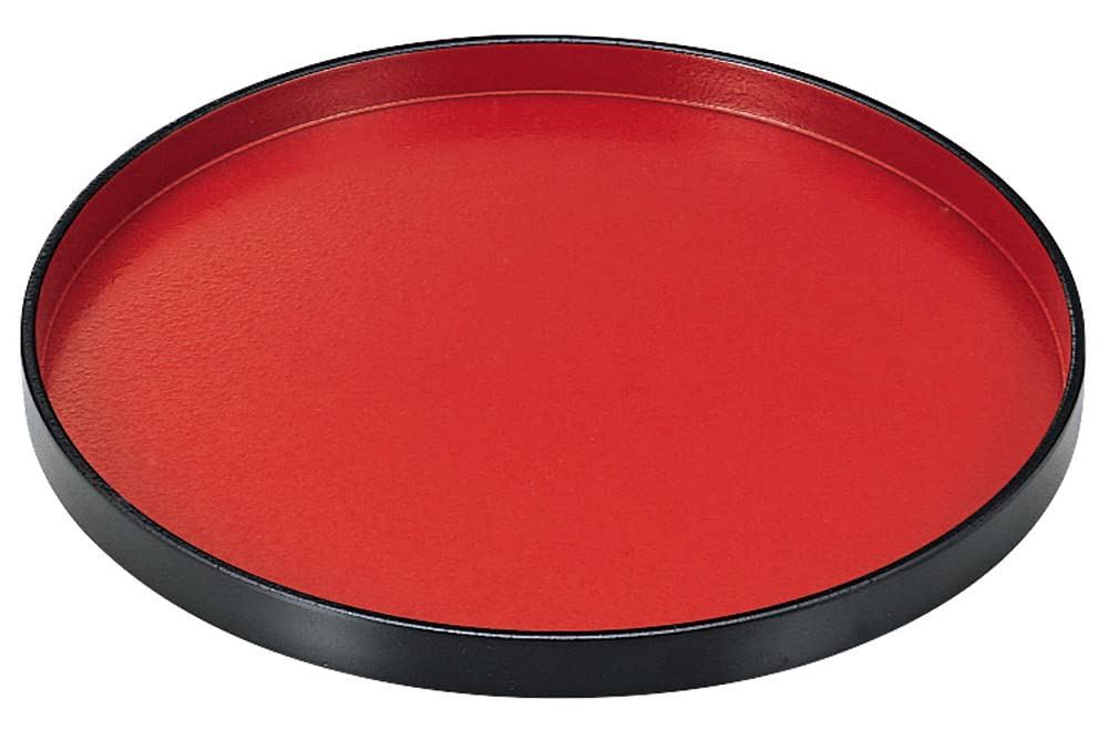 Amazon｜[A]丸盆 朱天黒SL8.5寸 [ﾉﾝｽﾘｯﾌﾟ] [25.5×2cm]｜トレイ・盆