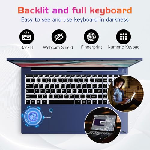 NIMO 17.3" IPS FHD-Laptop, Intel 6 Cores i3-1215U 16GB RAM 512GB SSD (Beat Ryzen 5 7520U, Up to 4.4GHz) Computer with 65W GaN Type C Fingerprint Backlit Keyboard, for Home Student and Business Blue