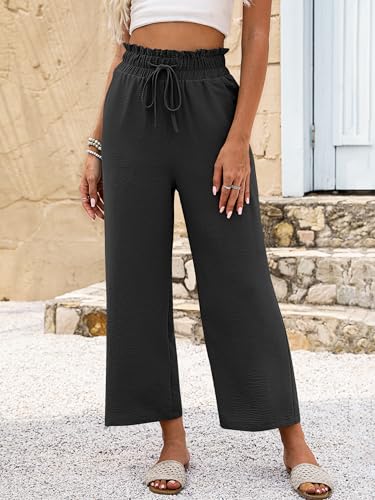 ANRABESS Women 2025 Summer Casual Flowy Loose High Waist Boho Wide Leg Cropped Palazzo Lounge Beach Vacation Pants Trousers3