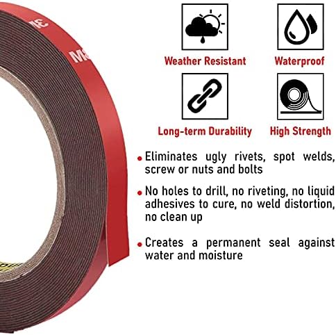 CANOPUS 3M Double Sided Tape Heavy Duty, 3M Strips (8mm x 3m) Waterproof 3M Automotive Double Sided Tape, 3M Foam Tape, Double Sided Tape 3M for Led Strip Lights, Indoor, Outdoor use, 3M Trim Tape