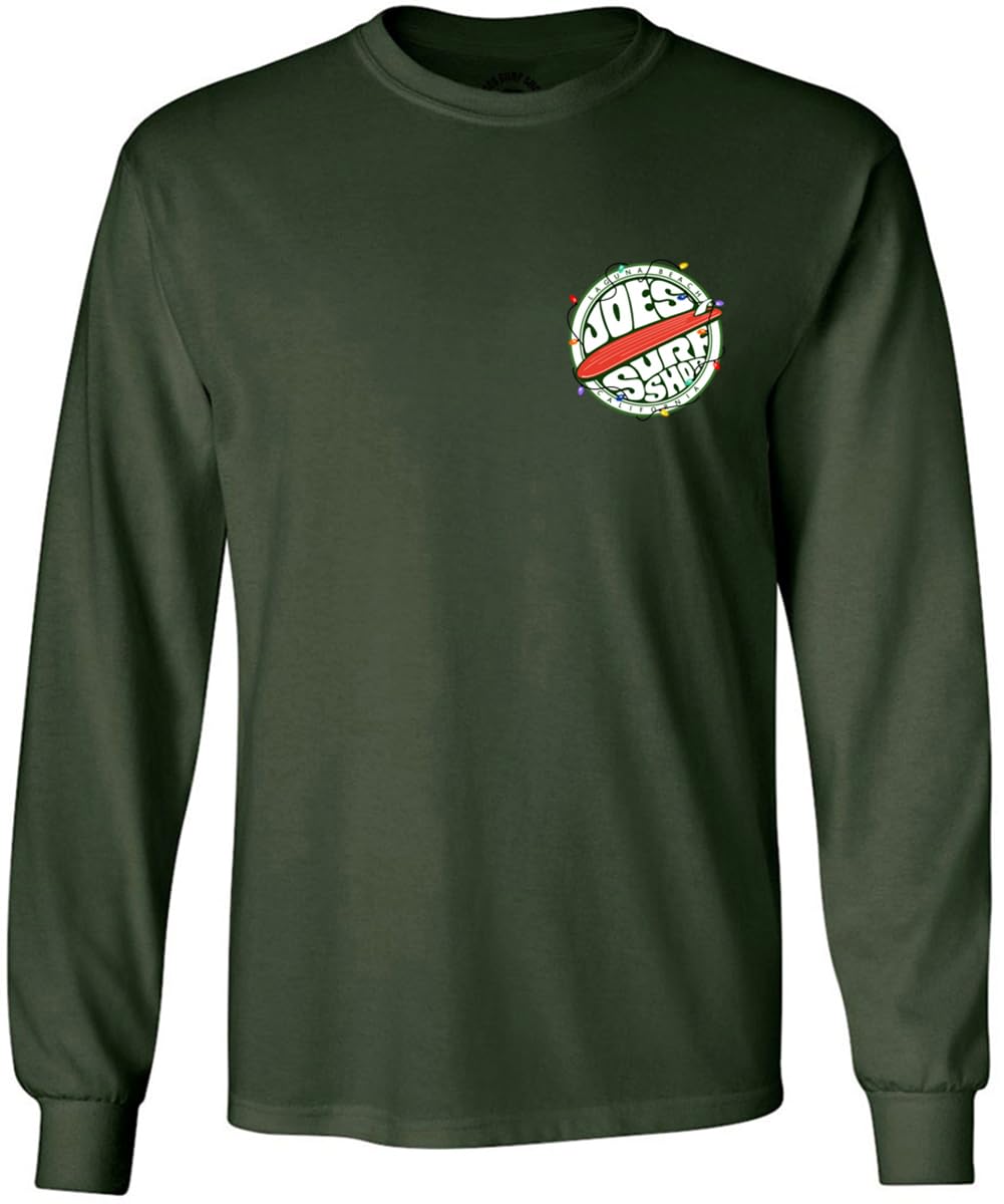 Joe's USA - Joe's Surf Shop-Tall Christmas Fins Up Heavy Long Sleeve Shirt-3XLT-Dark Green/c
