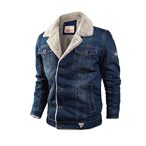 Uusollecy Men's Sherpa Denim Winter Denim Jacket Trucker Jean Jacket