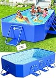 StarOcean 2026 Foldable Pool, Large Non-Inflatable Swimming Pool for Kids,Adult Collapsible Pools Hard Plastic Shell, Oversized Thickened,Portable Folding Kids Pools for Backyard 90'x50'x20'-Blue