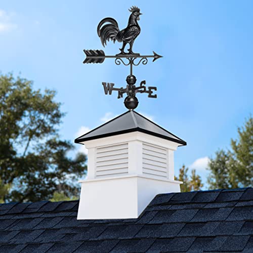 Good Directions, Inc. 2118Mvblk-1975K 18" Square Manchester Roof Aluminum Rooster Weathervane Cupola, 18 Inch, Vinyl/Black #TOP1