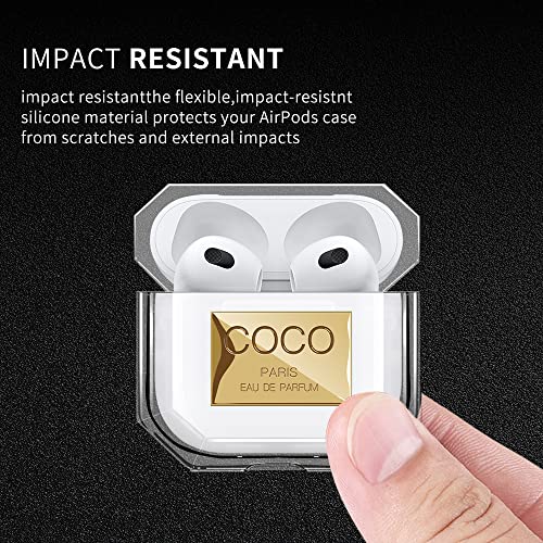 Meishangmei Airpods 3 Case Cute With Keychain & Fur Ball Perfume Design Silicone Soft Shockproof Airpod 3Rd Generation Charging Case Cover For Girls And Women - Gold #TOP5