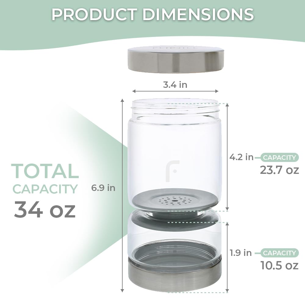 Tarro de vidrio para pepinillos, contenedor de almacenamiento de alimentos de 25 onzas, tamiz, cristalería de borosilicato para pepinos encurtidos, tapa para recoger