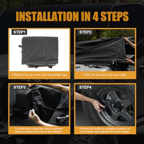 Image of MAIKER Winter Windshield Cover for Snow & Frost, 600D Oxford Fabric with Mirror Covers & Reflective Strips, Compatible with Jeep Wrangler JL JLU Gladiator JT 2018-2024