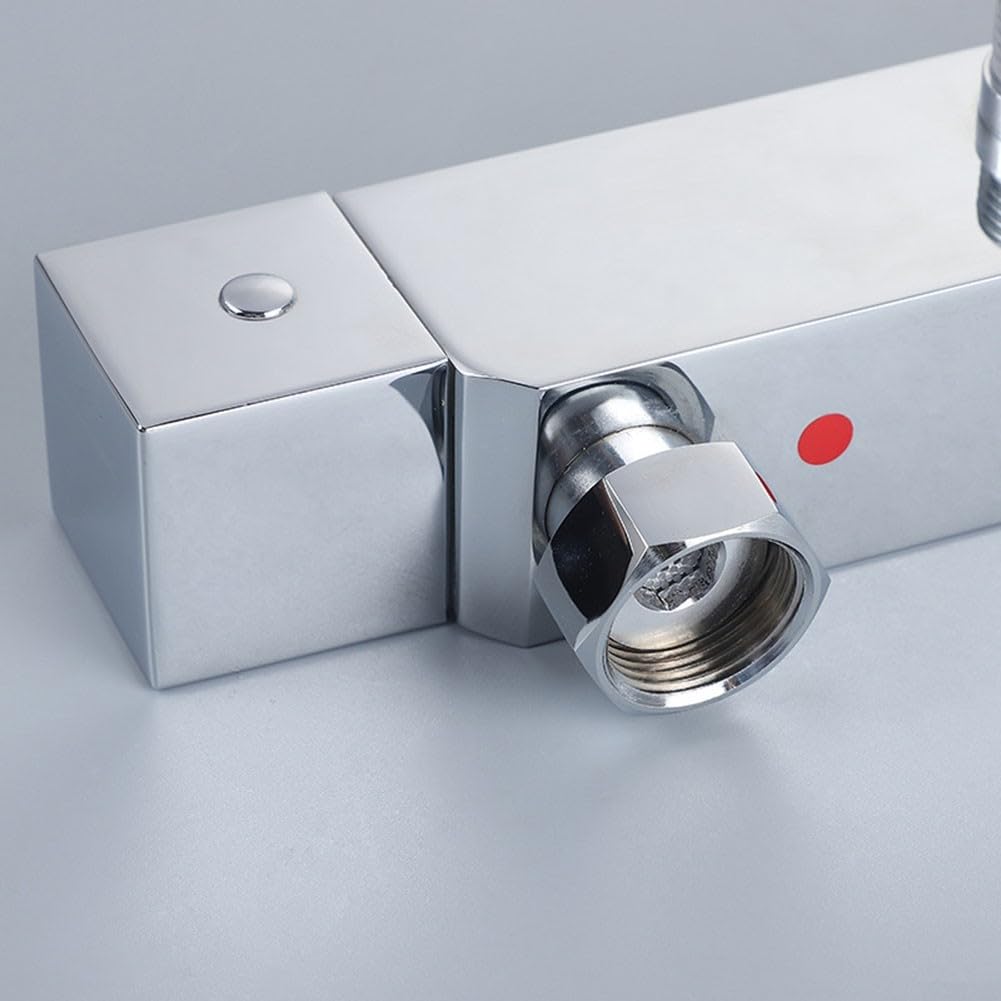 SPORTARC 1 Pair Shower Temperature Control Knob Handle, Square Shower Temperature Control Chrome Thermostatic Knob Handles - Image 3