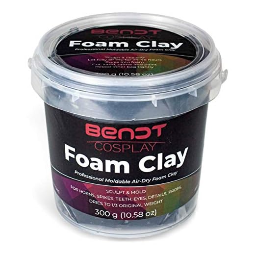 Moldable Foam Clay by Bendt Cosplay- Light Weight, Air Dries Dense Like EVA Foam, Sands and Paints Easily, Non-Toxic (Black, 300g)