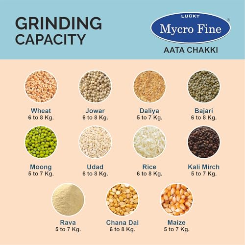 Image of Lucky Mycrofine Super Star Plus BlackBerry Atta Chakki Machine with SS Rotter Cutter | 7to8 kg Capacity | Fully Automatic Domestic Flour Mill Made in India | Chamber auto-Clean System | 0.75 Units /Hr