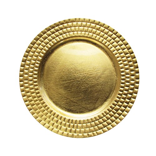 Charge It by Jay Linear Charger Plate 13” Decorative Melamine Service Plate for Home, Professional Dining, Perfect for Upscale Events, Dinner Parties, Weddings, Banquets, Catering, 1 Piece, Gold