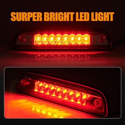 Image of Third 3rd Brake Light LED for 1995-2015 Toyota Tacoma, High Mount Rear Brake Lights Assembly for 95-15 Tacoma, Waterproof Center Cab Lamp Stop Light (Smoked Lens)