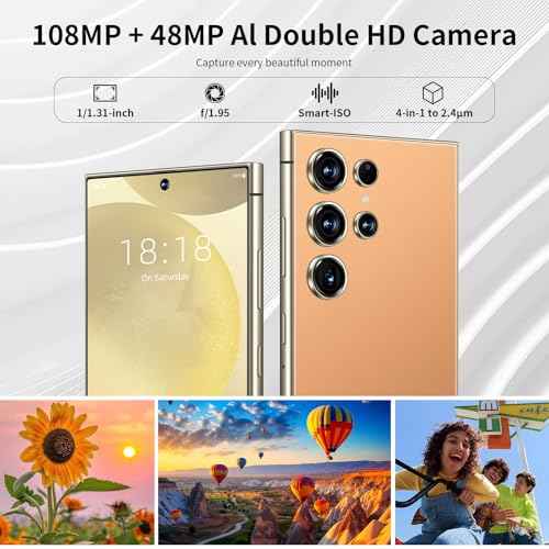 Image of C24 Ultra Unlocked Phone, 8GB+256GB Large Storage Smart Phone, | Android 14 Cell Phone, 6800 mAh Battery, 6.8-inch /5G Dual SIM [Works with T-Mobile, AT&T] Gray