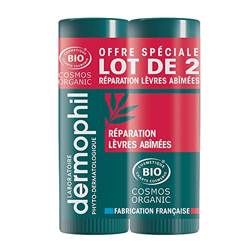 Dermophil Indien Réparation Lèvres Abîmées Bio Stick Lot de 2 x 4 g