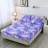 SDIII Colorful Galaxy Fitted Sheet Twin with 2 Pillowcases, Deep Pocket Soft Microfiber Space Bed Sheet Twin Size for Girls Boys Kids and Teens