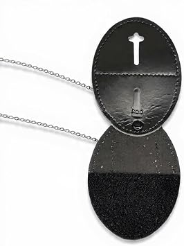 Hero's Pride Universal Oval Badge Holder, Standard Issue Leather Shield Case, Spring Clip and Neck Chain, Hook Fastener, 2-5/8 x 3-5/8 (Badge Not Included)