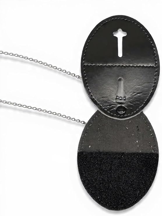 Hero's Pride Universal Oval Badge Holder, Standard Issue Leather Shield Case, Spring Clip and Neck Chain, Hook Fastener, 2-5/8 x 3-5/8 (Badge Not Included)