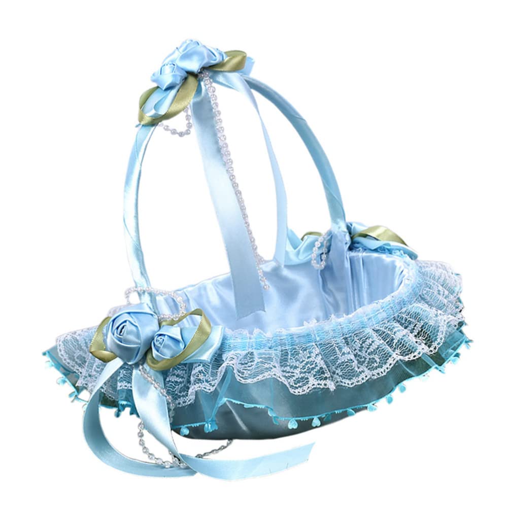 Blumenkorb für Hochzeit, Blau, aus Stoff, für Kinder