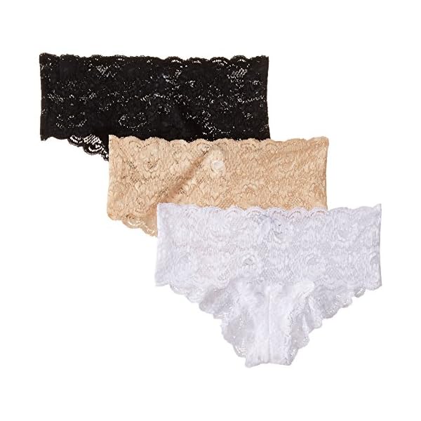 Cosabella-Womens-Nsn-3Pk-Hottie-Hotpant Cosabella Women's Say Never Low Rise Hottie Boyshort 3 Pack, Black/Blush White, Small/Medium