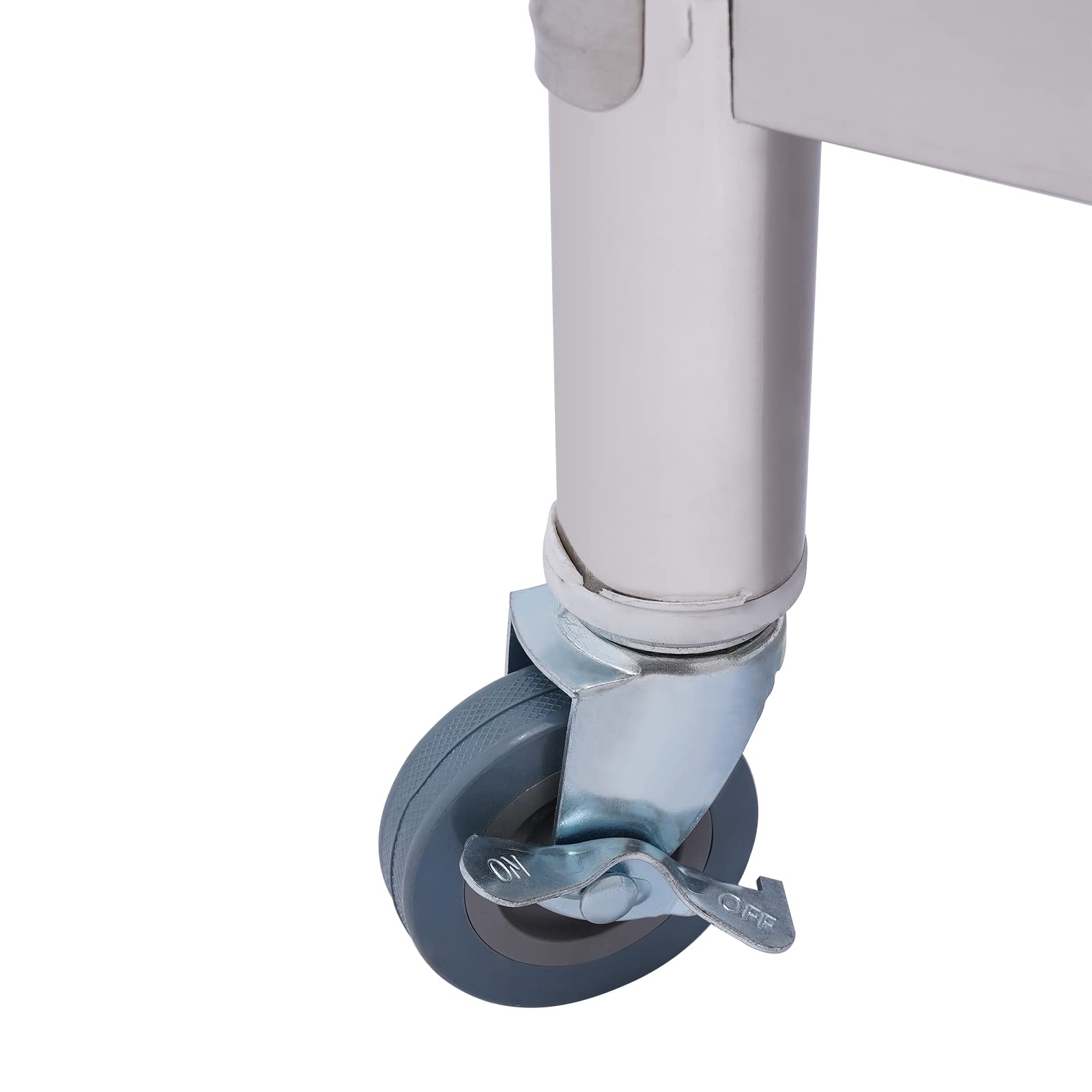 OUKANING Carrello da portata in acciaio inox, 2 piani, tavolo da lavoro, cucina in acciaio inox, con ruote, per uso domestico/commerciale, capacità di carico 300 kg, tubo rotondo 5 cm (dimensioni: 76