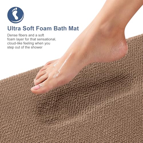 Image of OLANLY Thick Memory Foam Bathroom Runner Rugs 59x24, Extra Soft Absorbent Long Bath Rug, Quick Dry Bath Mats, Non-Slip, Machine Washable Mat for Bathroom, Tub and Shower, Home Decor Accessories, Mocha